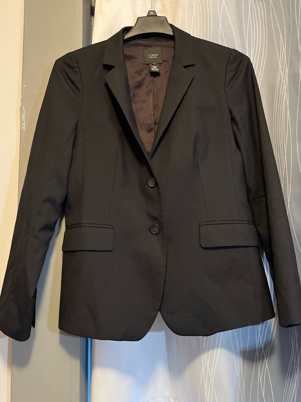 J Crew Jacket Woman’s Black Blazer 100% Wool Flap Pockets